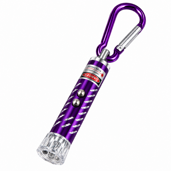 Μίνι Φακός LED 3 σε 1 με Κόκκινο Laser, UV Φως & Κρίκο Καραμπίνερ
