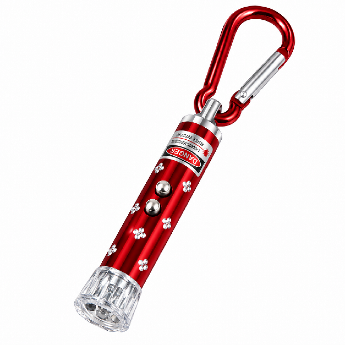 Μίνι Φακός LED 3 σε 1 με Κόκκινο Laser, UV Φως & Κρίκο Καραμπίνερ