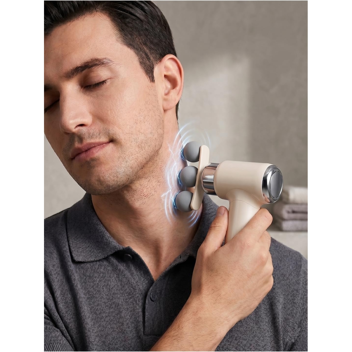 Mini Massage Gun Πιστόλι Μασάζ Σώματος με 6 Επίπεδα Έντασης & 9 Κεφαλές – Fascial Gun - Image 11