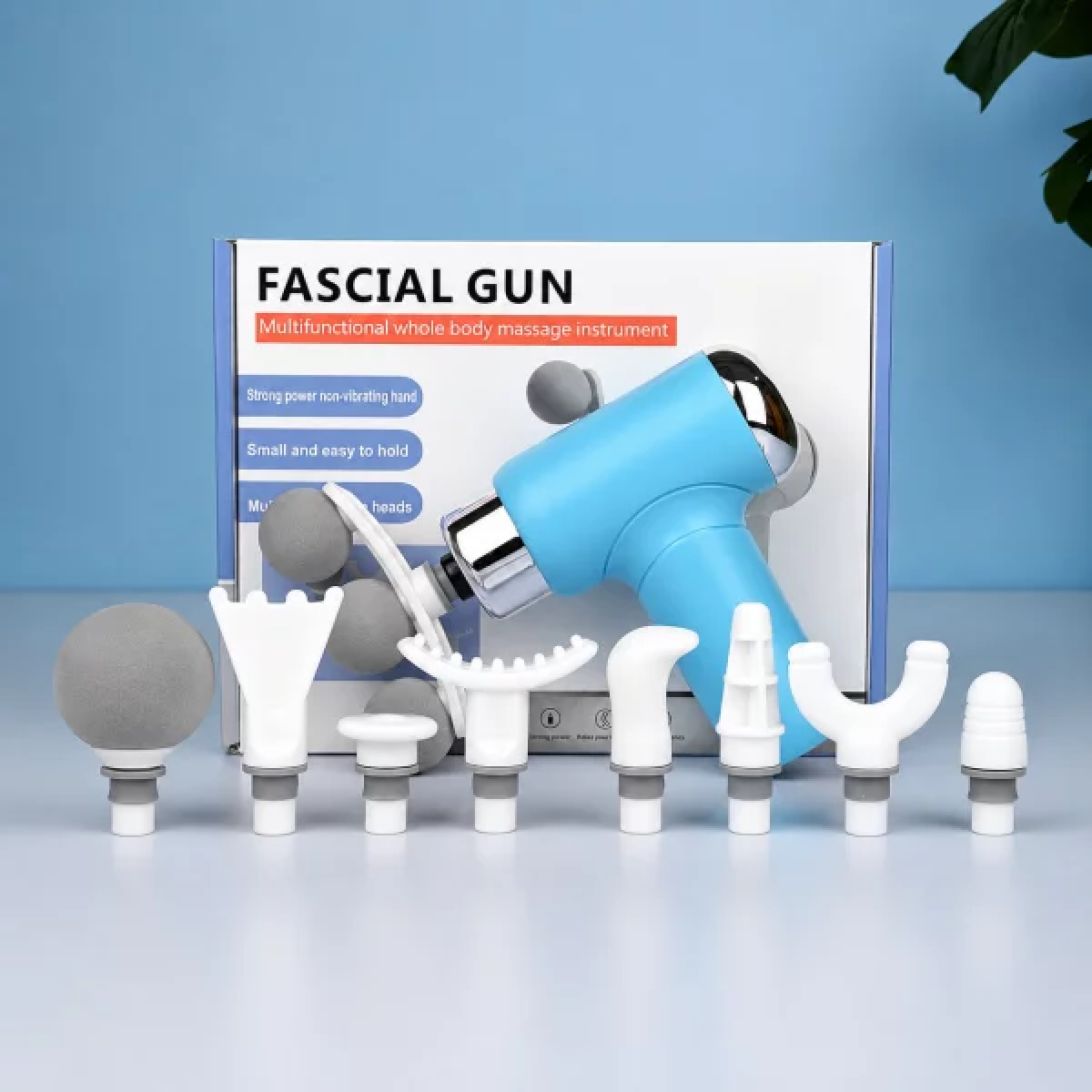 Mini Massage Gun Πιστόλι Μασάζ Σώματος με 6 Επίπεδα Έντασης & 9 Κεφαλές – Fascial Gun