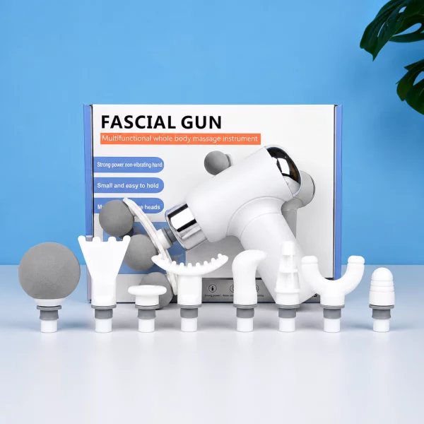 Mini Massage Gun Πιστόλι Μασάζ Σώματος με 6 Επίπεδα Έντασης & 9 Κεφαλές – Fascial Gun