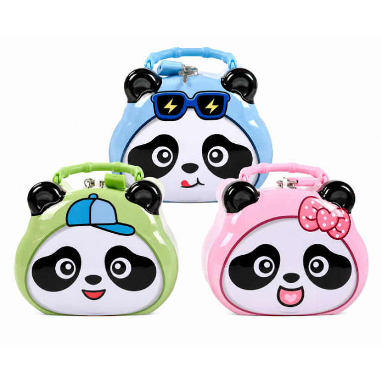 Παιδικός Κουμπαράς Panda με Κλειδαριά & Χερούλι