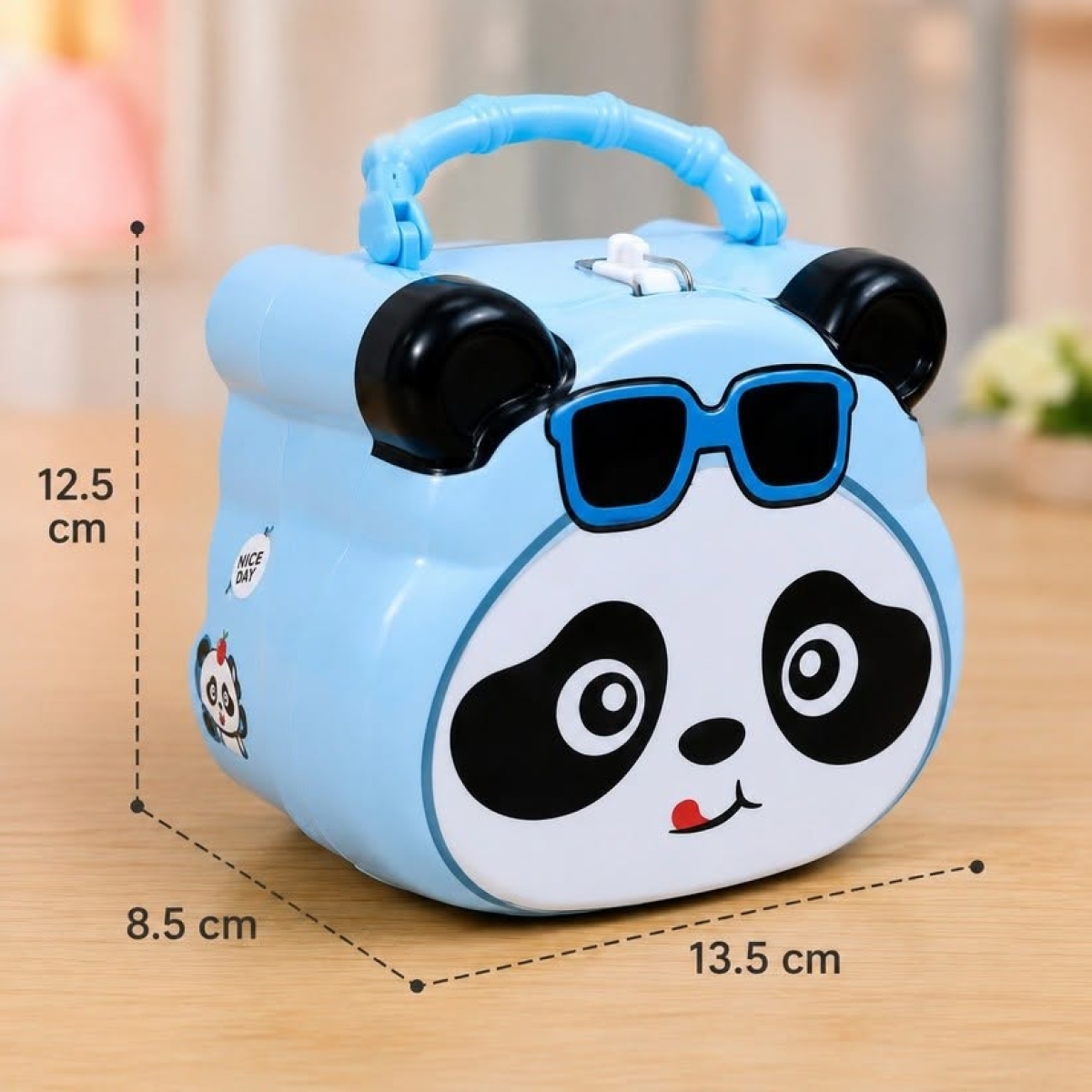 Παιδικός Κουμπαράς Panda με Κλειδαριά & Χερούλι - Image 2