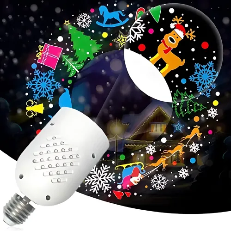 Περιστρεφόμενη Χριστουγεννιάτικη Λάμπα Projector LED RGB E27 4W 360°