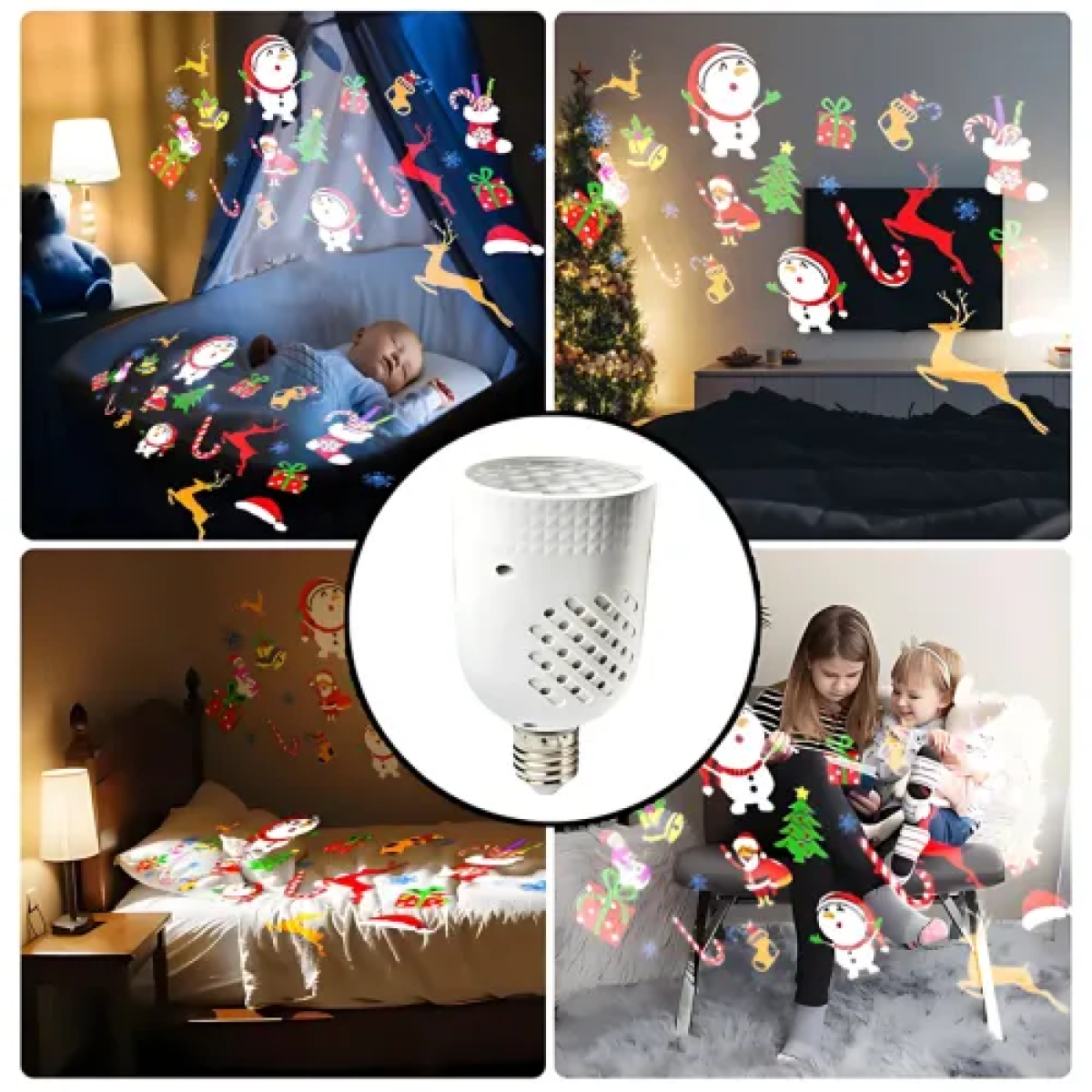Περιστρεφόμενη Χριστουγεννιάτικη Λάμπα Projector LED RGB E27 4W 360° - Image 8