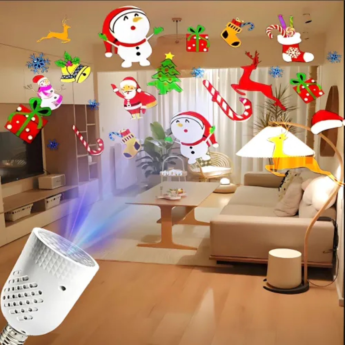 Περιστρεφόμενη Χριστουγεννιάτικη Λάμπα Projector LED RGB E27 4W 360° - Image 3