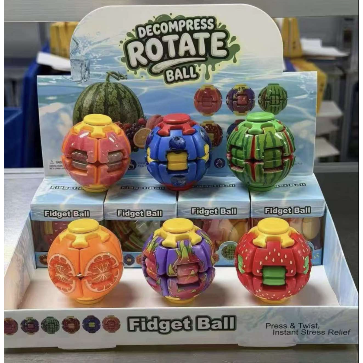 Περιστρεφόμενο 3D Anti Stress Fidget Ball Press & Rotate με Σχέδια Φρούτων - Image 5