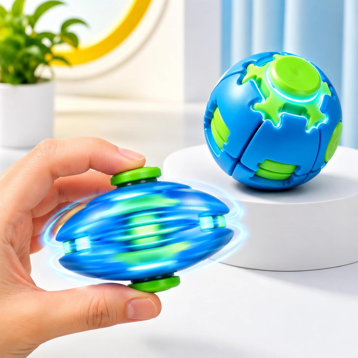 Περιστρεφόμενο Παιχνίδι Αντιστρές Fidget Ball με LED Φωτισμό 6cm - Image 5
