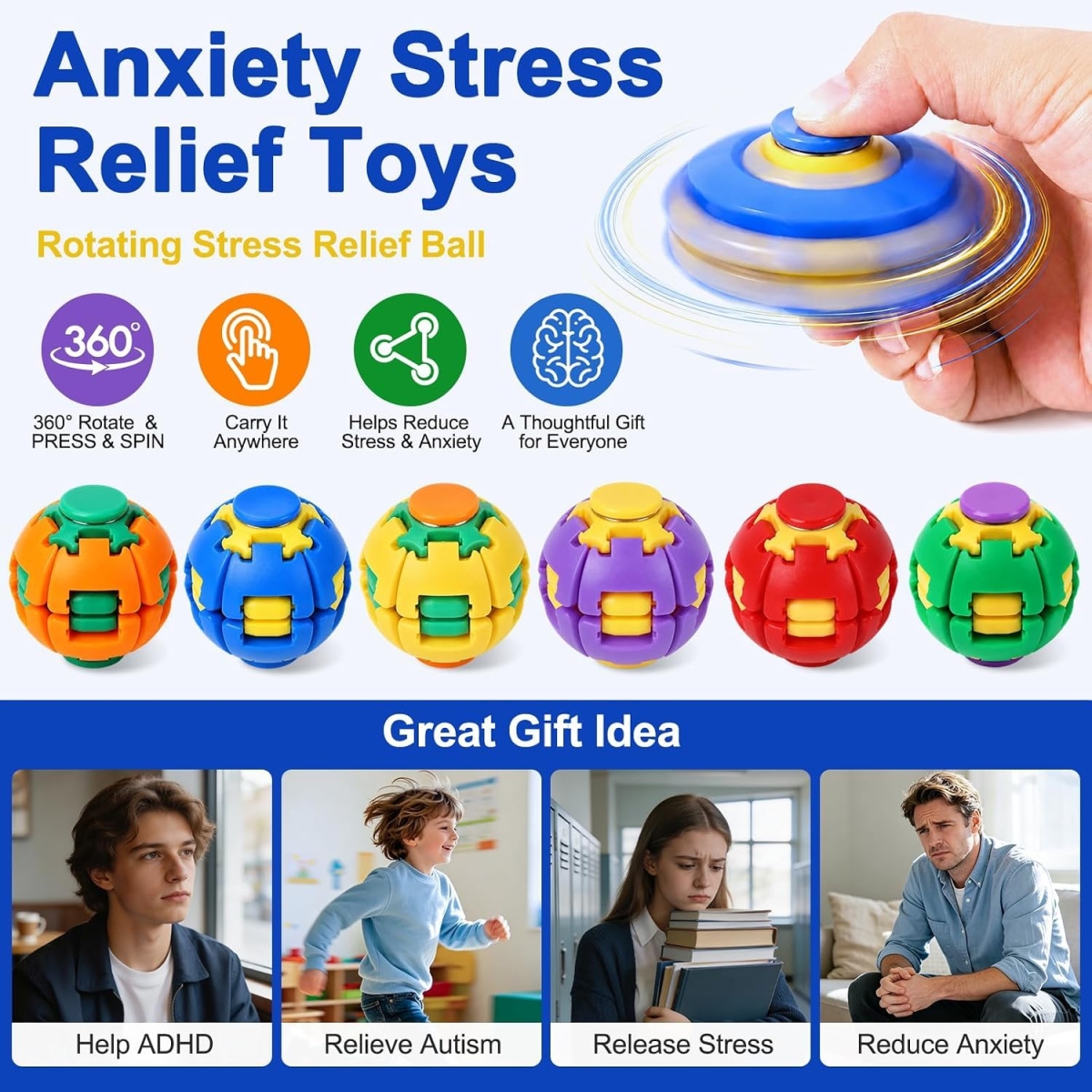 3D Anti Stress Fidget Ball Press & Rotate Super Heroes - Image 9