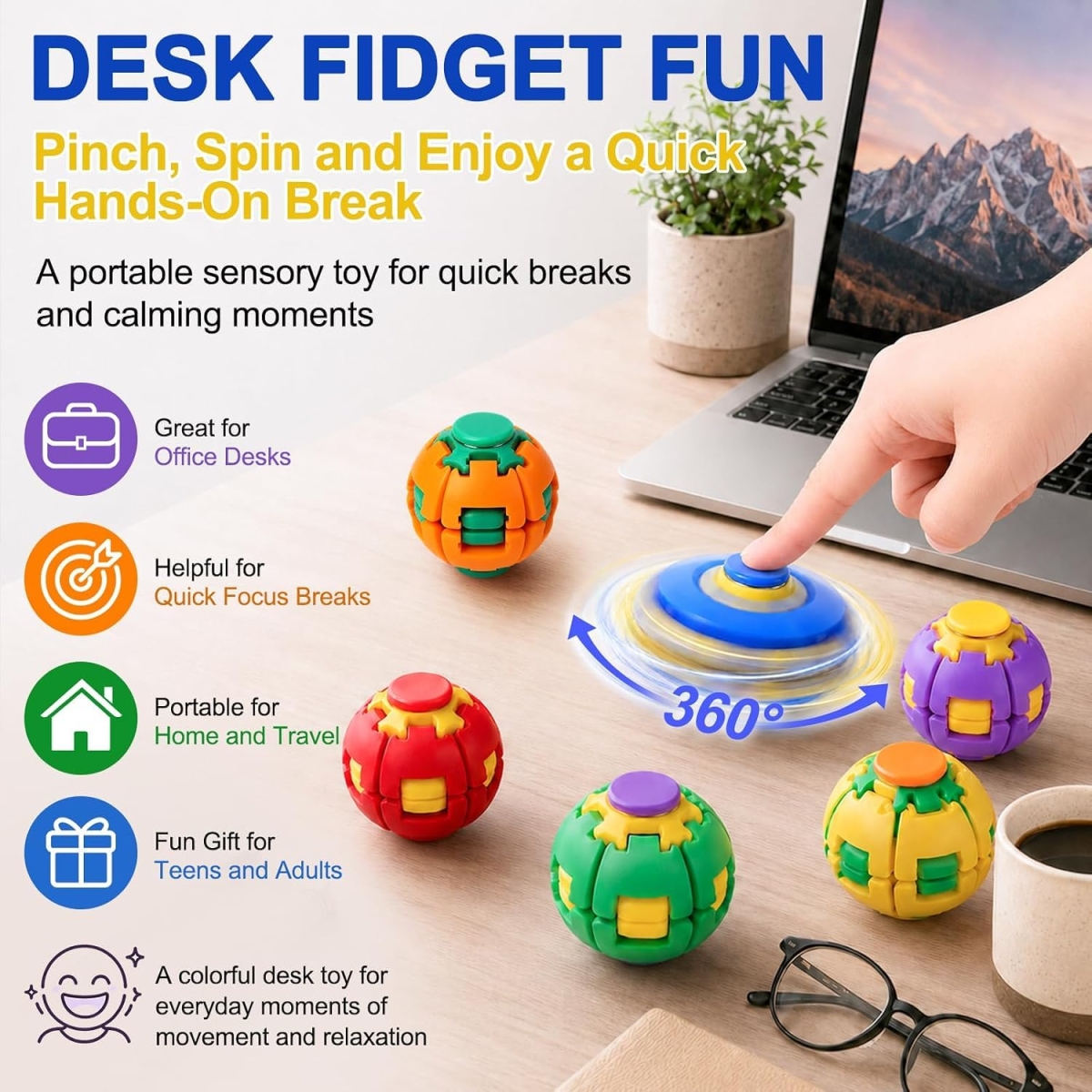 3D Anti Stress Fidget Ball Press & Rotate Super Heroes - Image 6