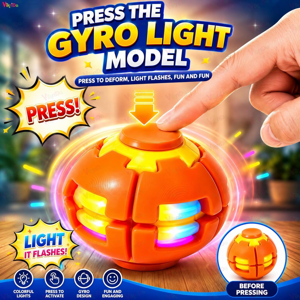 Περιστρεφόμενο Παιχνίδι Αντιστρές Fidget Ball με LED Φωτισμό 6cm - Image 2