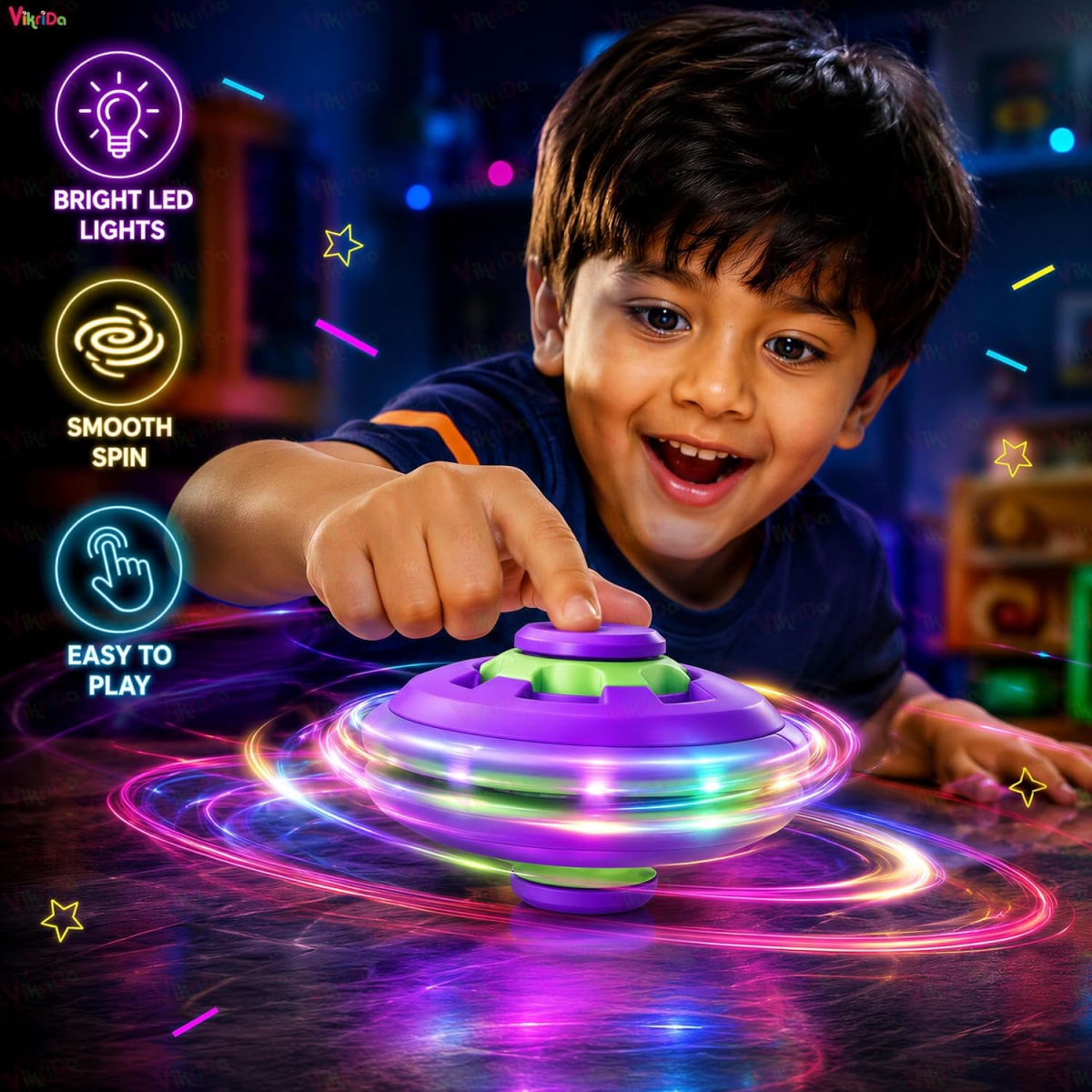 Περιστρεφόμενο Παιχνίδι Αντιστρές Fidget Ball με LED Φωτισμό 6cm - Image 3