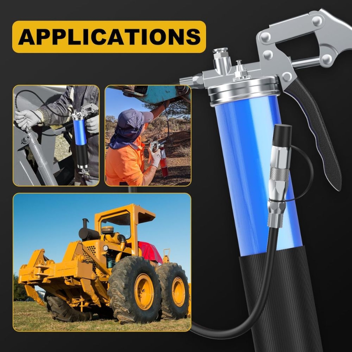 Πιστόλι Γράσου 8000 PSI με Δοχείο 0.4lt Εύκαμπτο Σωλήνα 18″