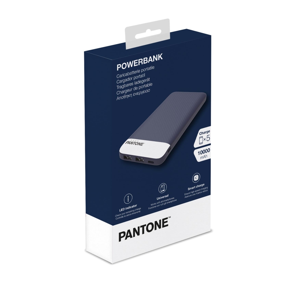 Pantone Powerbank 10000mAh 1 x Type C 2 x USB-A 1 Micro USB Μπλε PT-PB10000V2N - Image 2