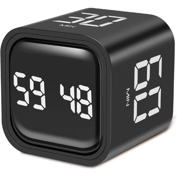Πολυλειτουργικό Ψηφιακό Timer Κύβος με Αντίστροφη Μέτρηση 5/10/30/60 Λεπτών, Δόνηση & Ηχητική Ειδοποίηση – F4 Gravity Timer