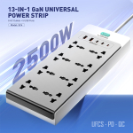 Πολύπριζο 13 σε 1 GaN με 8 Πρίζες, 4 USB, Lightning & Fast Charging 65W Ldnio SC4 - Image 2