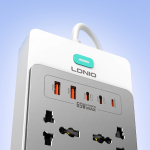 Πολύπριζο 13 σε 1 GaN με 8 Πρίζες, 4 USB, Lightning & Fast Charging 65W Ldnio SC4 - Image 7