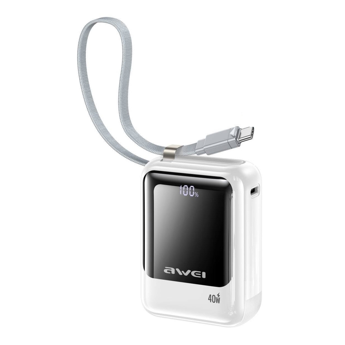 Power Bank 10000mAh 40W PD Fast Charging με Ενσωματωμένο Καλώδιο USB-C Awei 01PD