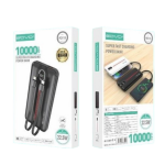 Power Bank 10000mAh με Ενσωματωμένα Καλώδια, LED Οθόνη & Fast Charging 22.5W SOVO PD115