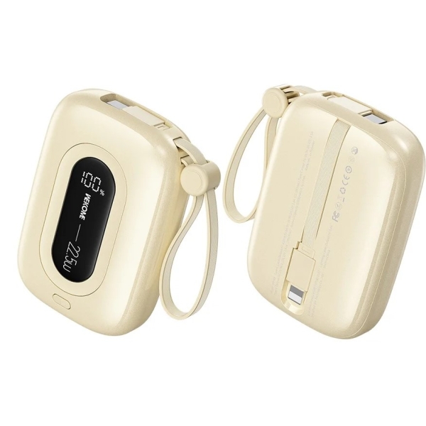 Power Bank 10000mAh με Ενσωματωμένα Καλώδια USB-C & Lightning, LED Οθόνη & Fast Charging 22.5W Wekome WP-107
