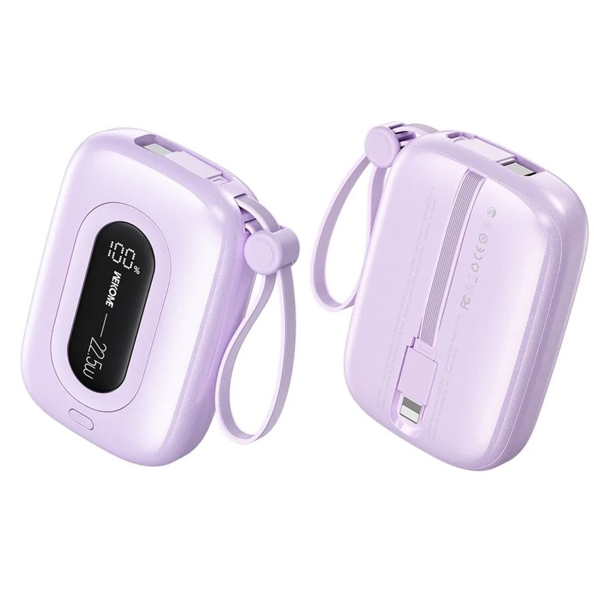 Power Bank 10000mAh με Ενσωματωμένα Καλώδια USB-C & Lightning, LED Οθόνη & Fast Charging 22.5W Wekome WP-107