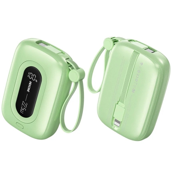 Power Bank 10000mAh με Ενσωματωμένα Καλώδια USB-C & Lightning, LED Οθόνη & Fast Charging 22.5W Wekome WP-107