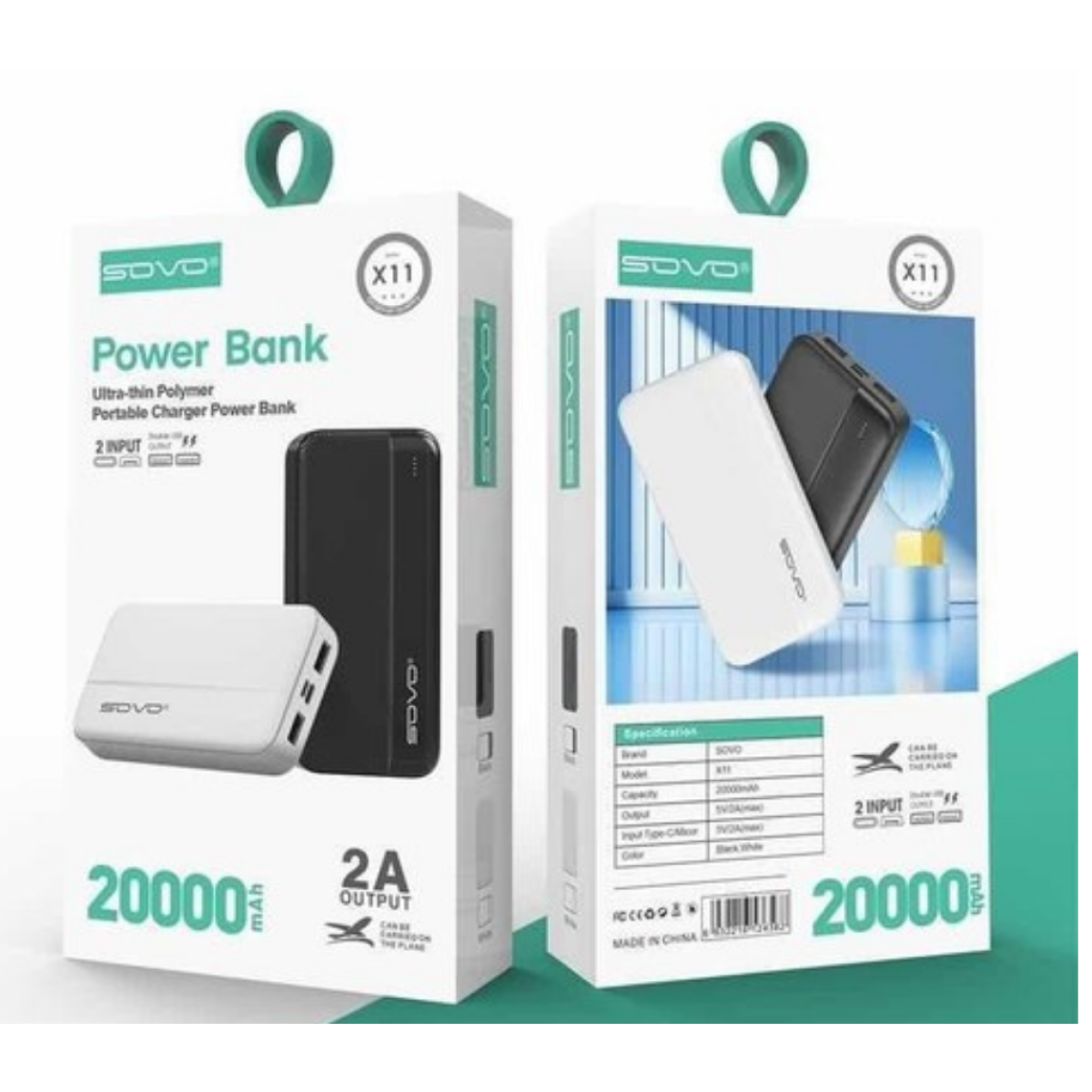 Power Bank 20000mAh με Γρήγορη Φόρτιση & LED Ένδειξη SOVO X11