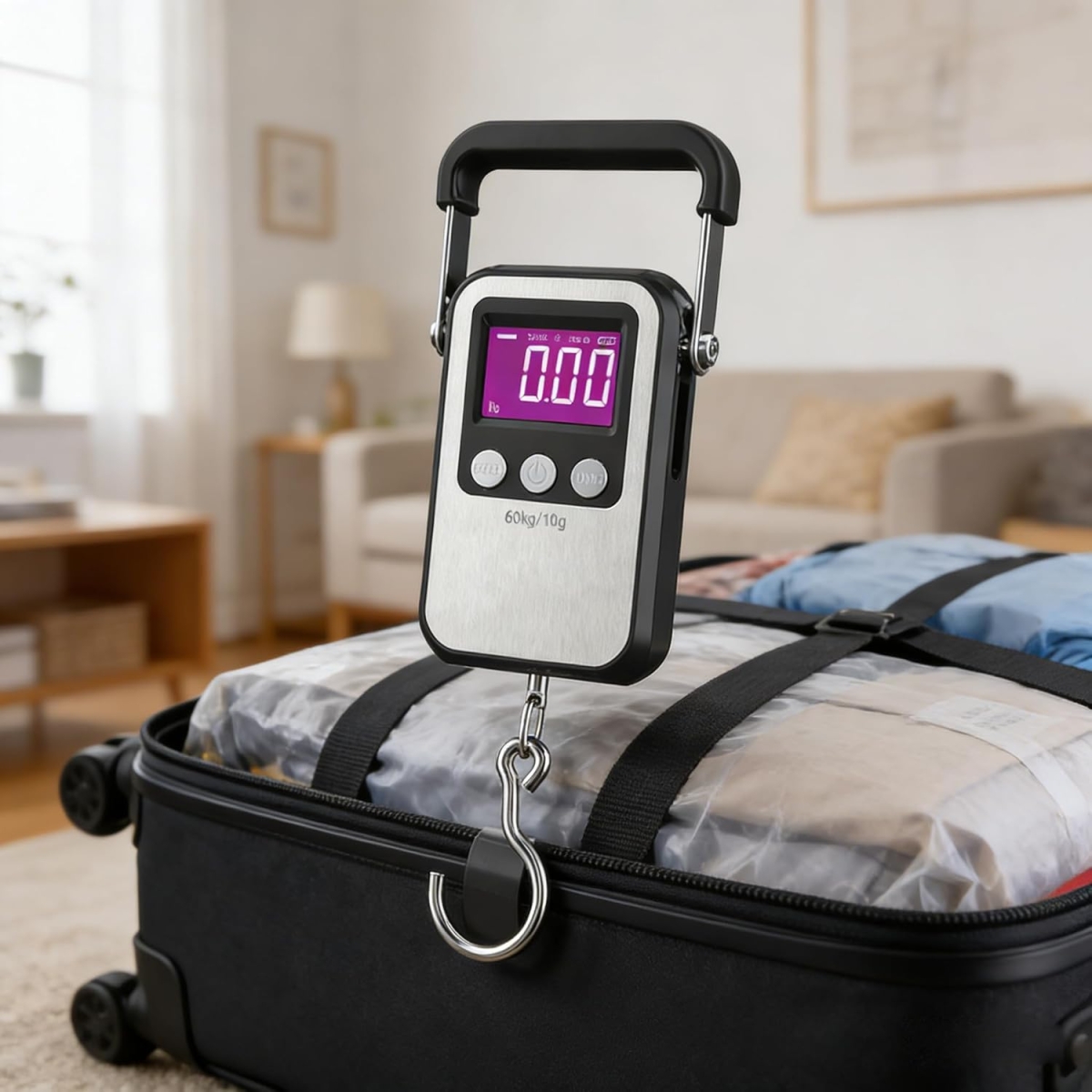 Ψηφιακή Ζυγαριά Αποσκευών & Ψαρέματος 60kg με Μεγάλη LCD Οθόνη και Ανοξείδωτο Γάντζο WH-A35 - Image 3
