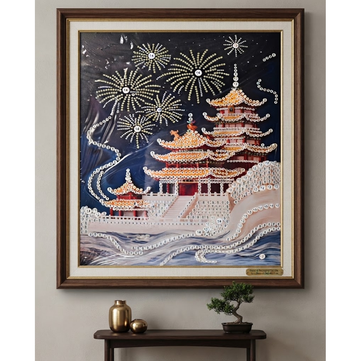 Ψηφιδωτό Diamond Painting 40x50cm με Στρας - Ιαπωνικός Ναός με Πυροτεχνήματα 88510