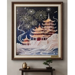 Ψηφιδωτό Diamond Painting 40x50cm με Στρας - Ιαπωνικός Ναός με Πυροτεχνήματα 88510