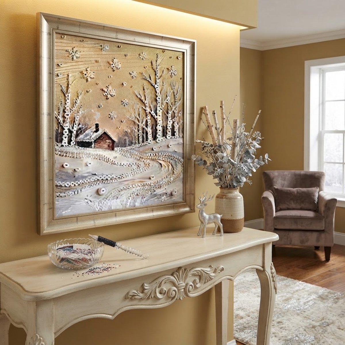 Ψηφιδωτό Diamond Painting 40x50cm με Στρας - Χειμωνιάτικο Τοπίο 88510