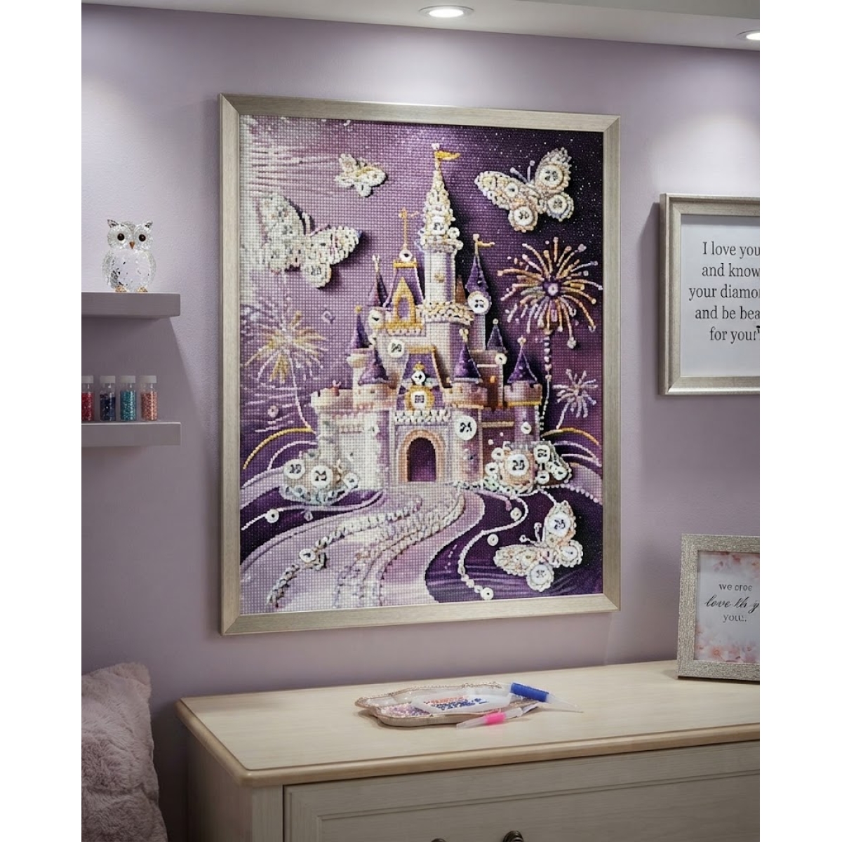 Ψηφιδωτό Diamond Painting 40x50cm με Στρας - Παραμυθένιο Κάστρο με Πεταλούδες 88510