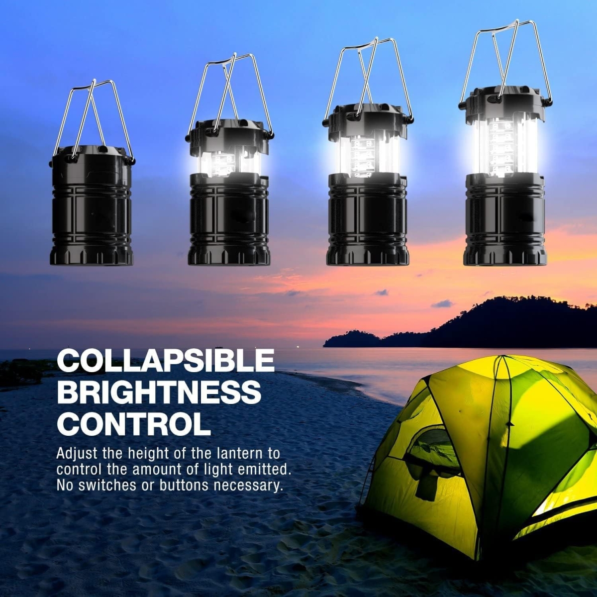 Πτυσσόμενος Φακός Camping LED 360° με Μεταλλικές Λαβές Μαύρος SDS-29829 - Image 2