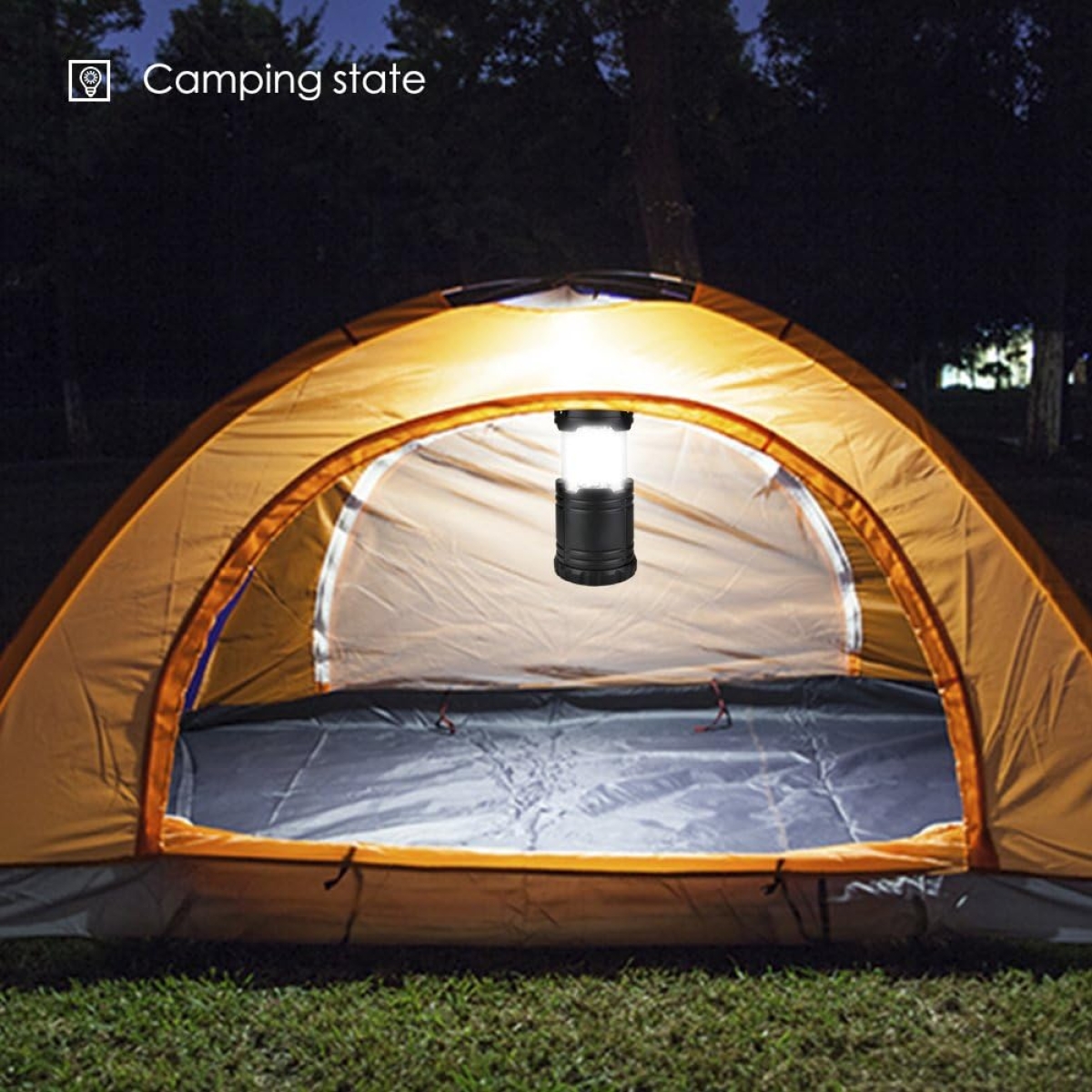 Πτυσσόμενος Φακός Camping LED 360° με Μεταλλικές Λαβές Μαύρος SDS-29829 - Image 3