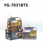 Ρετρό Bluetooth Ραδιόφωνο Ηχείο με Ηλιακό Πάνελ, RGB Φωτισμό, Φακό & FM/AM/SW – GLR YG-7031BTS - Image 3