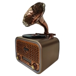 Retro Φορητό Ραδιόφωνο Επαναφορτιζόμενο με Bluetooth, USB, MicroSD & Ψηφιακό Ρολόι Καφέ – Feexot FX-2533B