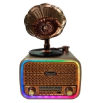 Retro Φορητό Ραδιόφωνο Επαναφορτιζόμενο με Bluetooth, USB, MicroSD & Ψηφιακό Ρολόι Καφέ – Feexot FX-2533B - Image 2