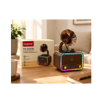Retro Φορητό Ραδιόφωνο Επαναφορτιζόμενο με Bluetooth, USB, MicroSD & Ψηφιακό Ρολόι Καφέ – Feexot FX-2533B - Image 3
