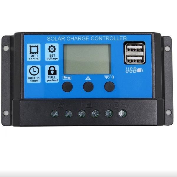 Ρυθμιστής Φόρτισης Ηλιακού Πάνελ PWM 10A 12V/24V με Dual USB 5V 2A FD4126