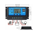 Ρυθμιστής Φόρτισης Ηλιακού Πάνελ PWM 10A 12V/24V με Dual USB 5V 2A FD4126 - Image 2