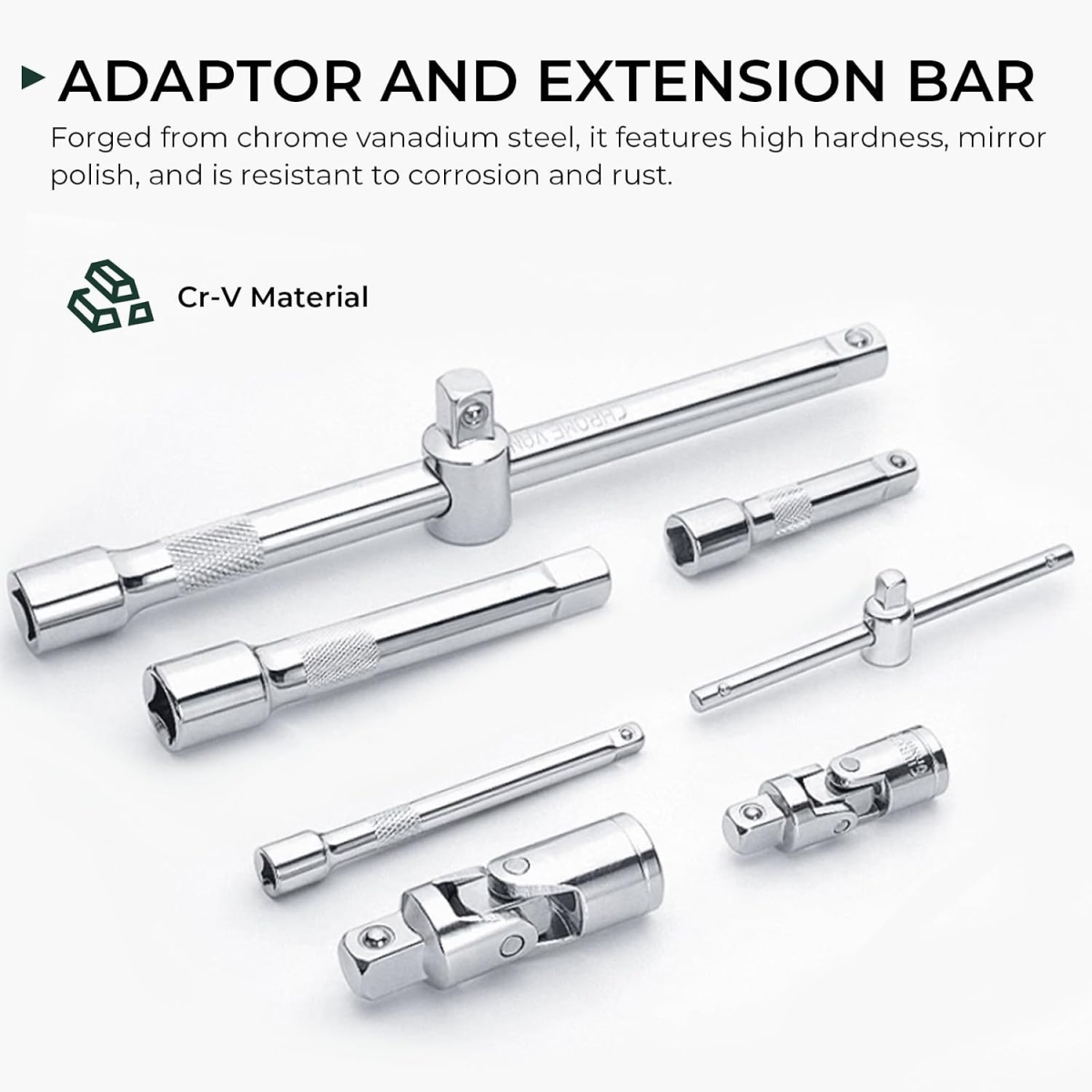 Σετ Καστάνια 1/2" με Καρυδάκια 8-32mm, Προεκτάσεις & Αντάπτορες Σετ 32 Τεμαχίων - Image 5