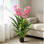 Τεχνητή Ορχιδέα Cymbidium με Ροζ Άνθη σε Γλάστρα 120cm SDS-29805
