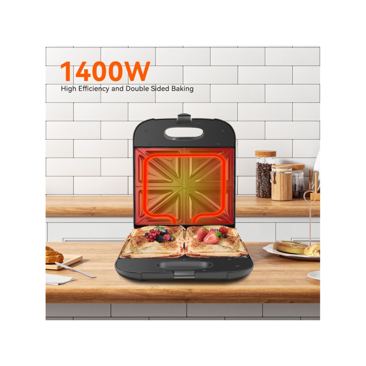 Τοστιέρα 4 Θέσεων 1400W με Αντικολλητικές Πλάκες Aigostar - Image 5