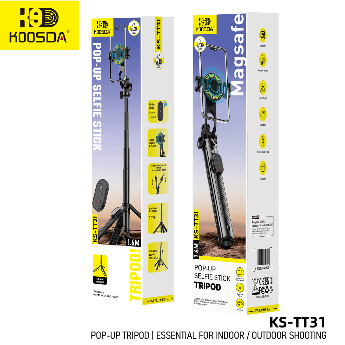 Τρίποδο Selfie Stick 2 σε 1 με MagSafe & Bluetooth Τηλεχειριστήριο Koosda KS-TT31 - Image 4