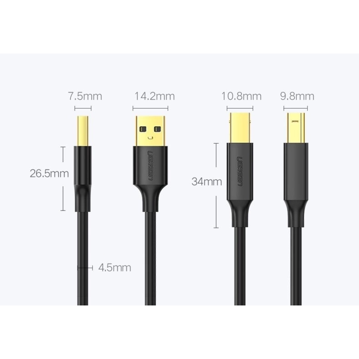 Ugreen USB 2.0 Cable USB-A male - USB-B male 1.5m (10350) - Image 4