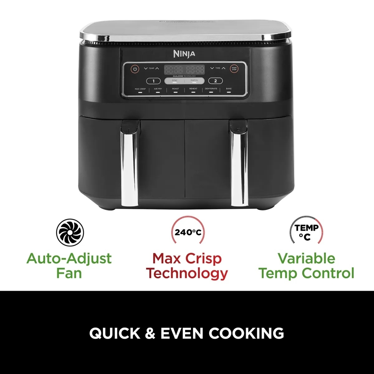 Ninja Φριτέζα Αέρος 7.6L Foodi Dual Zone AF300EU - Image 2