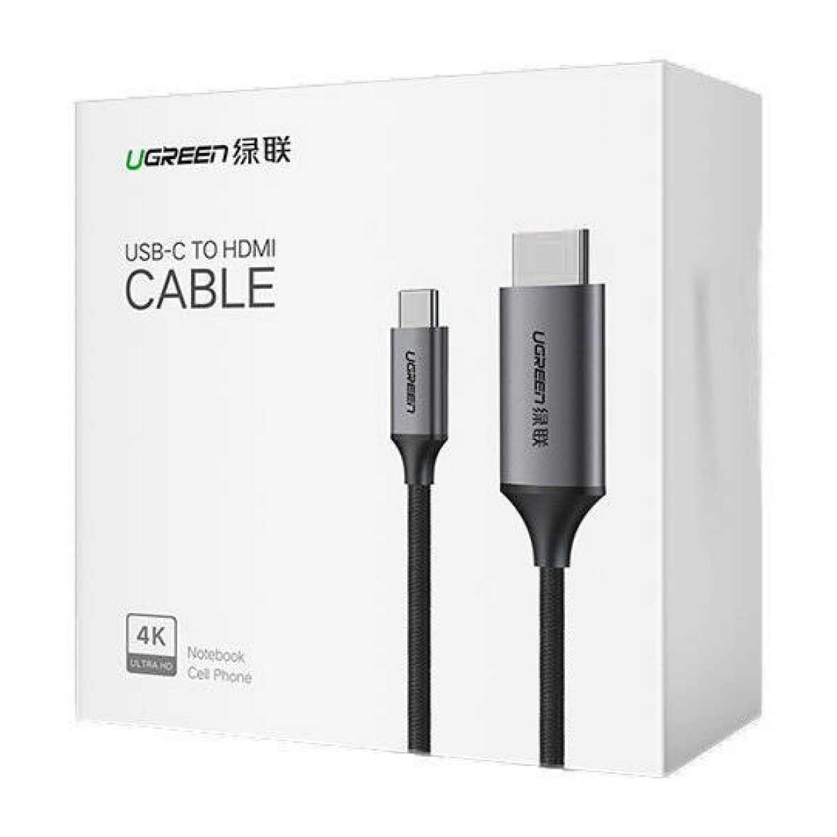 Ugreen Καλώδιο HDMI 2.0 4K 60 Hz Braided HDMI male - USB-C male 1.5m Μαύρο MM142 50570 - Image 4