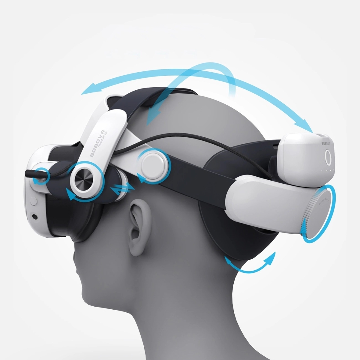 BoboVR M3 Pro Strap για Meta Quest 3 VR Headset + BoboVR B2 Battery - Λευκό/Μαύρο - Image 3