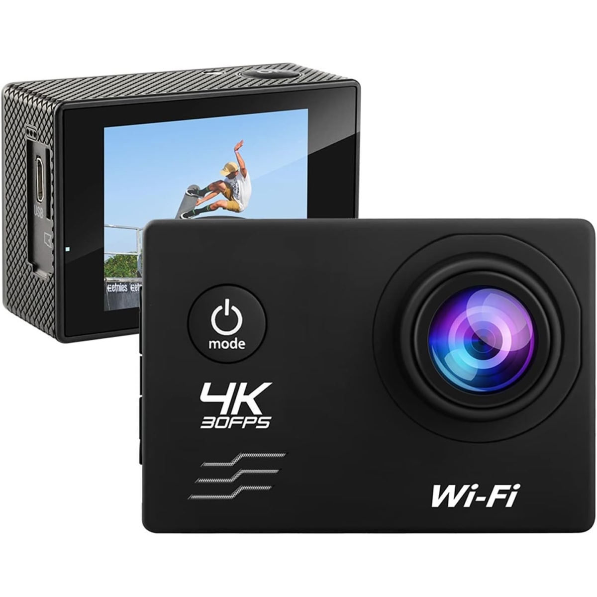 Action Camera 4K με WiFi, Φακό 170°, Οθόνη 2" και Αδιάβροχη Θήκη  AT-Q1 - Image 5