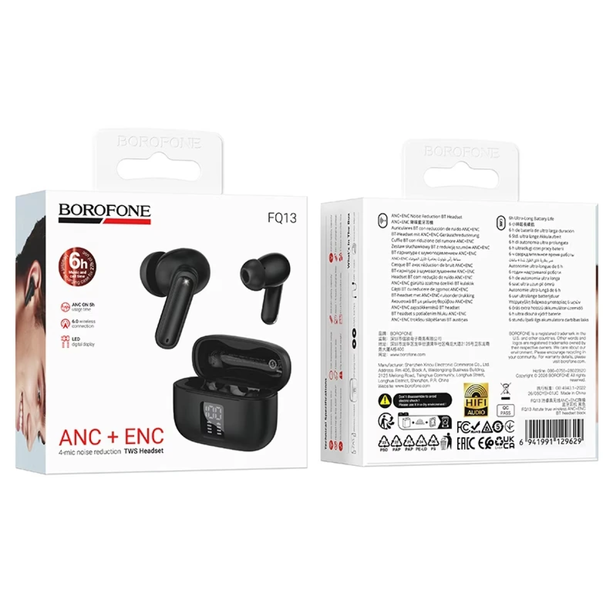 Ασύρματα Ακουστικά Bluetooth 6.0 TWS με ANC & ENC Borofone FQ13 - Image 6